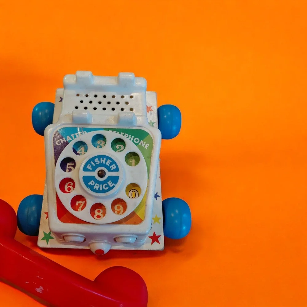 Vintage Fisher Price Chatter Telephone Pull Toy‎ Classic Rainbow Kids Play Toy